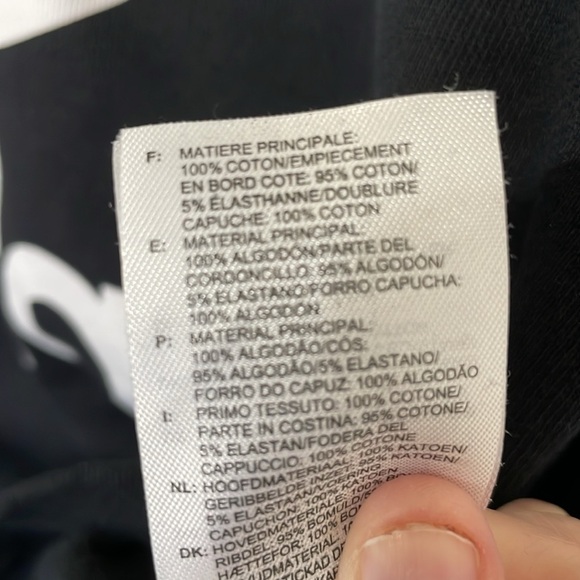 Vintage Adidas Trifold Black Logo Hooded Kangaroo Pockets Sweatshirt Sz Large - Picture 8 of 8